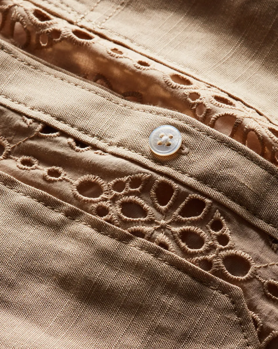 Aderes Cotton Eyelet Shirt in Stone Khaki>Veronica Beard Best