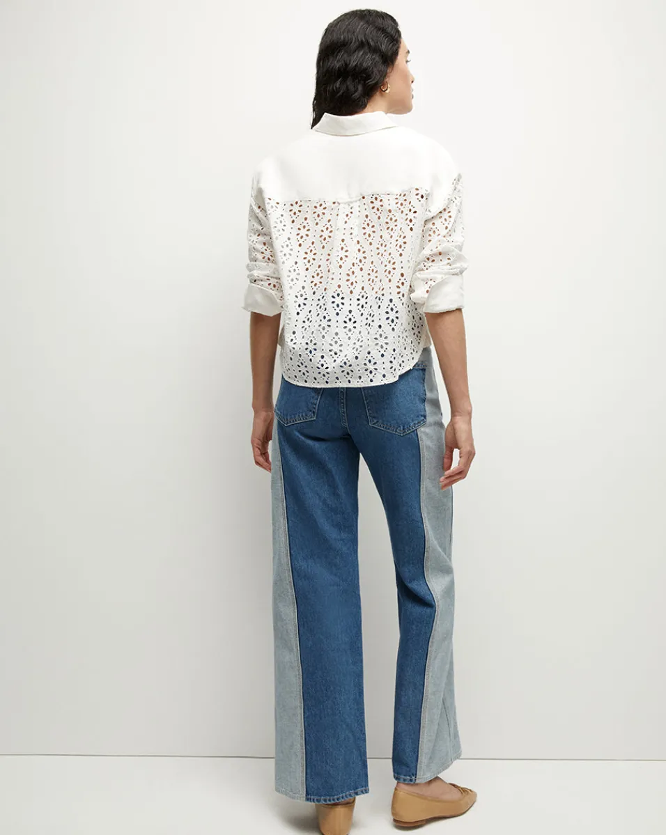 Aderes Cotton Eyelet Shirt in>Veronica Beard Clearance