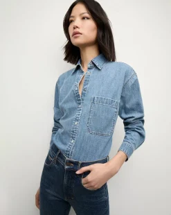 Aderes Denim Shirt in Light Blue>Veronica Beard Online