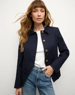 Aire Denim Dickey Jacket in Dark Wash>Veronica Beard Online