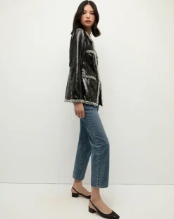 Alessia Pearl-Trim Sequin Jacket in x Poppy Delevingne><noscript><img width=