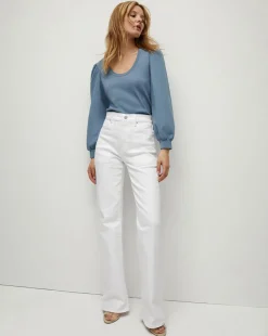 Anabel Slate Blue Puff-Sleeved Top><noscript><img width=