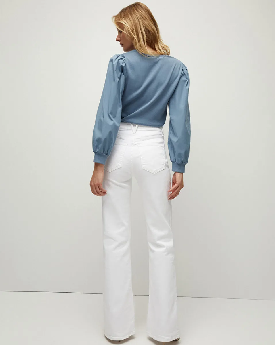Anabel Slate Blue Puff-Sleeved Top>Veronica Beard Clearance