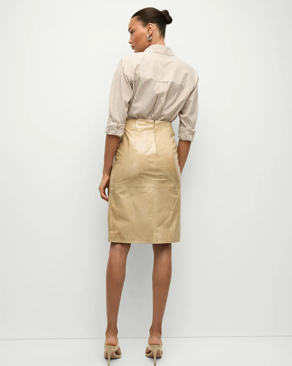 Anderson Coated Leather Skirt in>Veronica Beard Discount