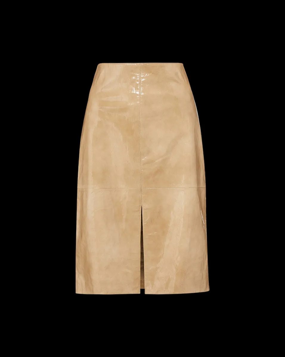 Anderson Coated Leather Skirt in>Veronica Beard Discount