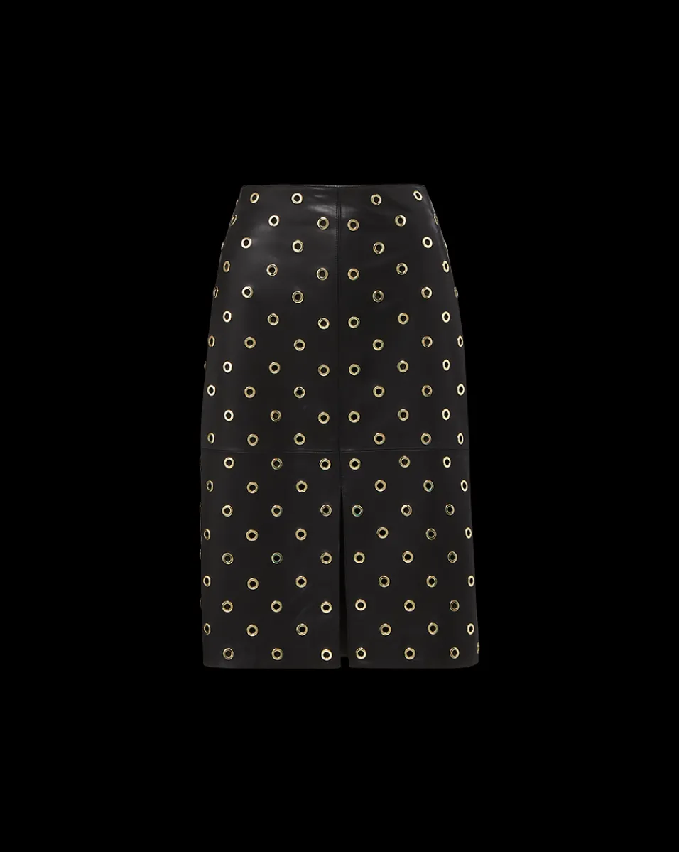 Anderson Leather Grommet Skirt in Black>Veronica Beard Discount