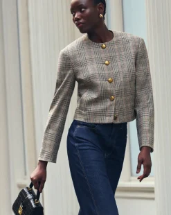 Andrea Plaid Jacket in Russet Multi><noscript><img width=