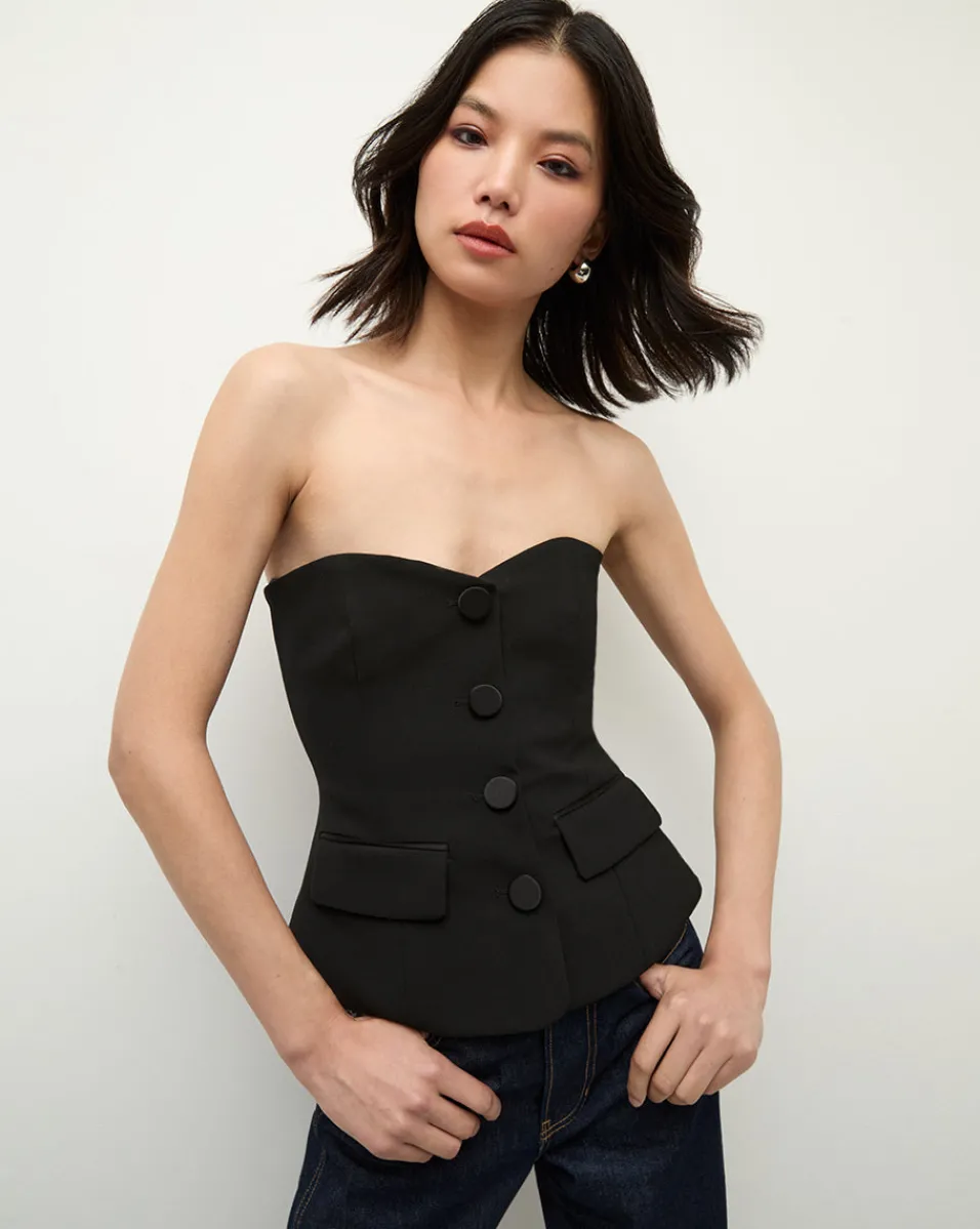 Arlette Strapless Peplum Bustier in>Veronica Beard Hot