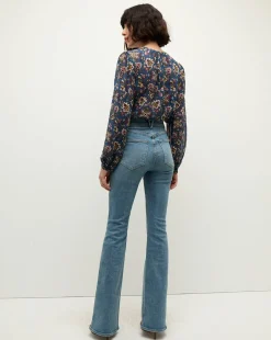 Ashlynn Silk Blouse in Blue Print><noscript><img width=