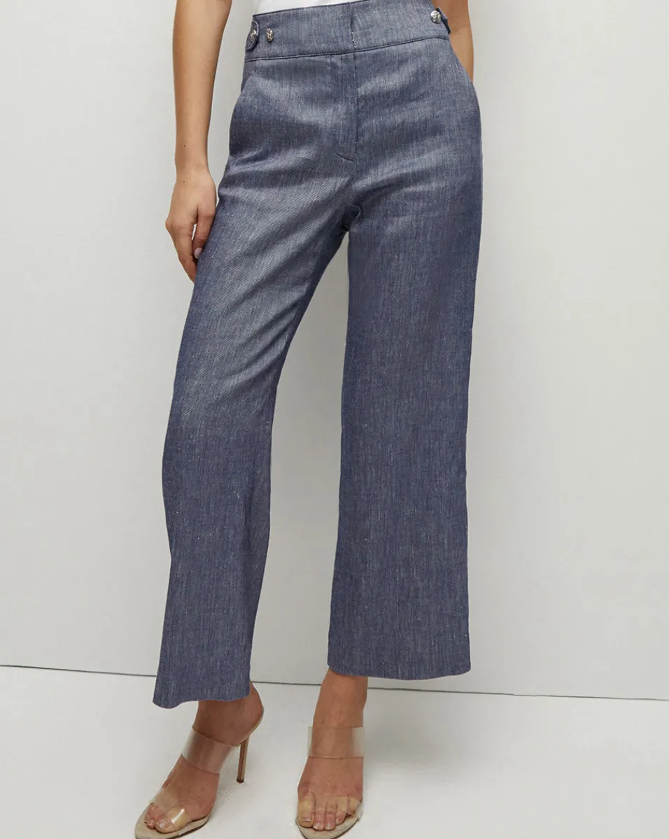 Aubrie Linen Pant in Blue Melange>Veronica Beard Hot