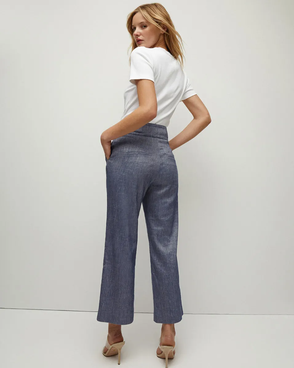 Aubrie Linen Pant in Blue Melange>Veronica Beard Hot