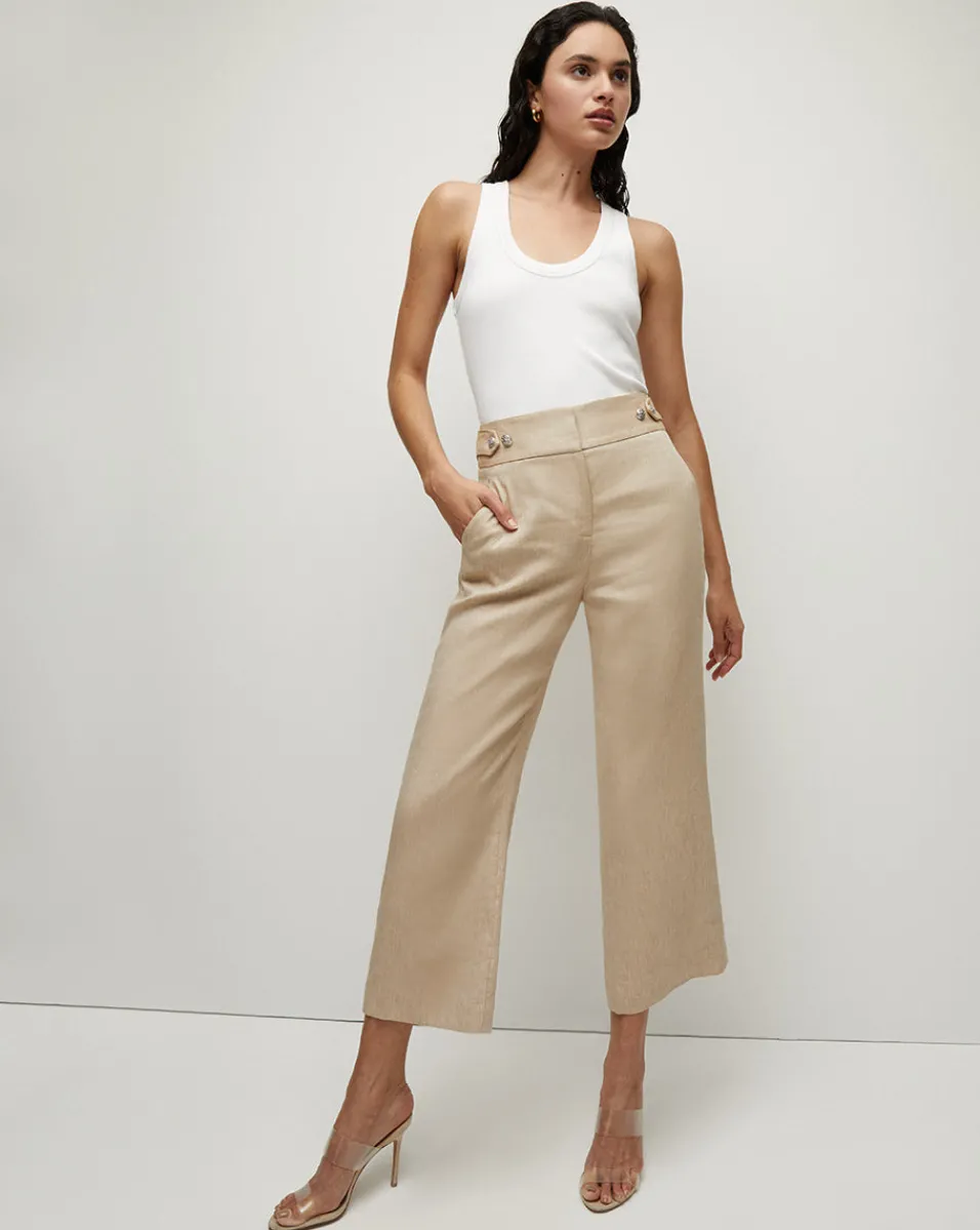 Aubrie Women's Linen Cropped Pant>Veronica Beard Hot