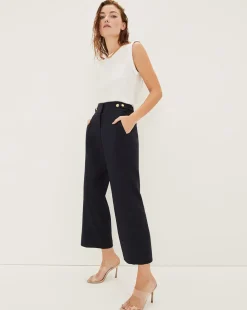 Aubrie Women's Linen Cropped Pant>Veronica Beard Outlet