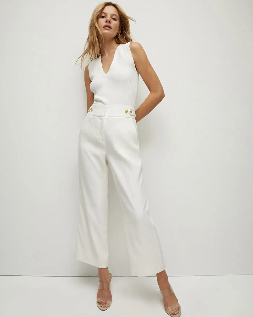 Aubrie Women's Linen Cropped Pant in>Veronica Beard