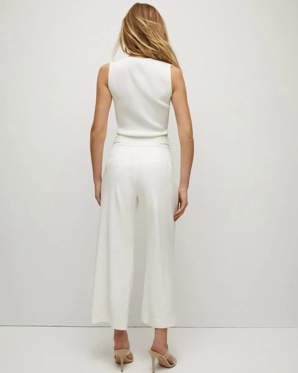 Aubrie Women's Linen Cropped Pant in>Veronica Beard