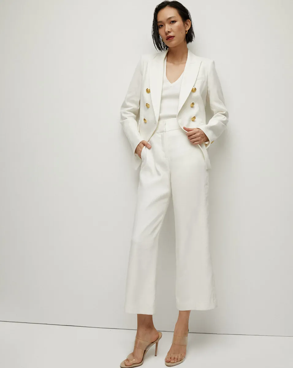 Aubrie Women's Linen Cropped Pant in>Veronica Beard