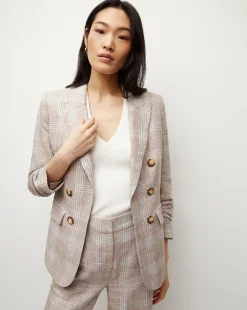 Beacon Linen Dickey Jacket in Khaki Multi>Veronica Beard Best