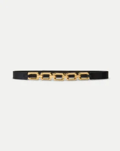 Beatrice Leather Belt in Black & Gold>Veronica Beard Discount