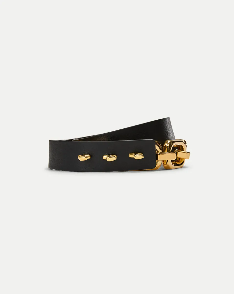 Beatrice Leather Belt in Black & Gold>Veronica Beard Discount
