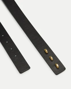 Beatrice Leather Belt in Black & Gold><noscript><img width=
