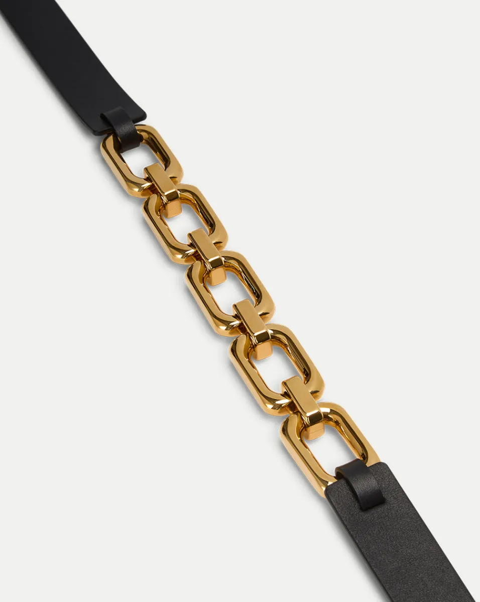 Beatrice Leather Belt in Black & Gold>Veronica Beard Discount