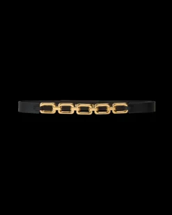 Beatrice Leather Belt in Black & Gold><noscript><img width=