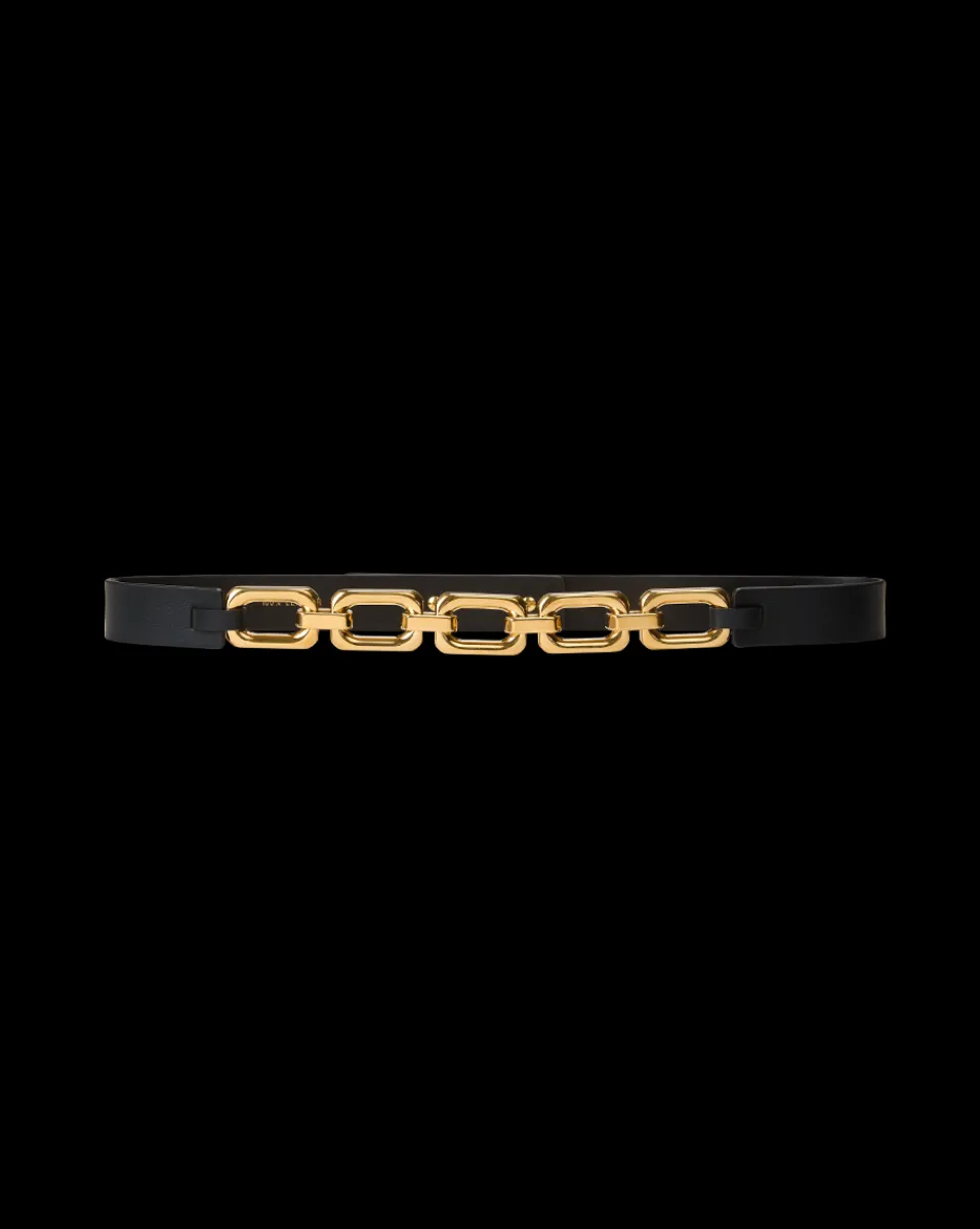 Beatrice Leather Belt in Black & Gold>Veronica Beard Discount