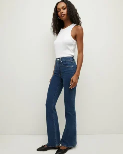 Beverly Loafer Length Skinny-Flare Jean in Bright Blue>Veronica Beard Discount
