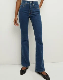 Beverly Loafer Length Skinny-Flare Jean in Bright Blue>Veronica Beard Discount