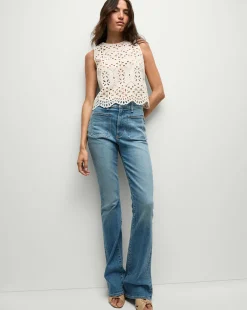 Beverly Patch-Pocket Skinny-Flare Jean in Seawater Stone>Veronica Beard Sale