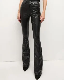 Beverly Vegan Leather Skinny-Flare Pant in>Veronica Beard Discount