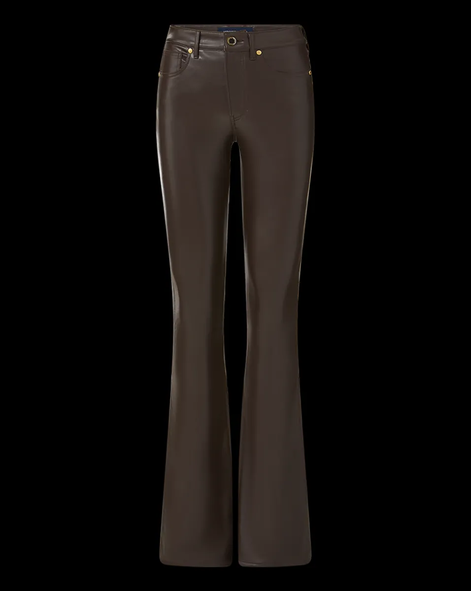 Beverly Vegan Leather Skinny-Flare Pant in Dark Chocolate>Veronica Beard Online