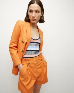 Bexley Stretch-Linen Dickey Jacket in>Veronica Beard Discount