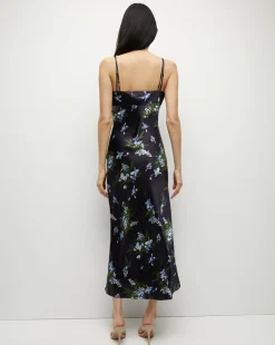 Bixie Stretch-Silk Slip Dress in Navy Multi><noscript><img width=
