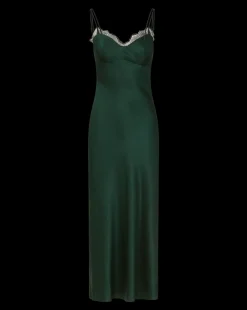 Bixie Stretch-Silk Slip Midi Dress in Emerald Green><noscript><img width=