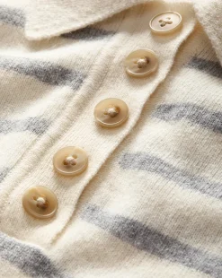 Brandt Striped Cashmere Polo in Ivory/Heather Grey><noscript><img width=