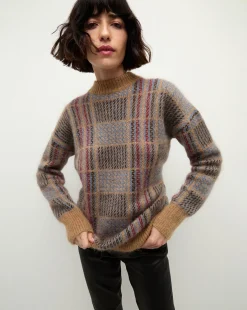 Bristol Plaid Sweater in Russet>Veronica Beard Sale