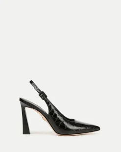 Callie Croc-Embossed Slingback Pump in Black>Veronica Beard New