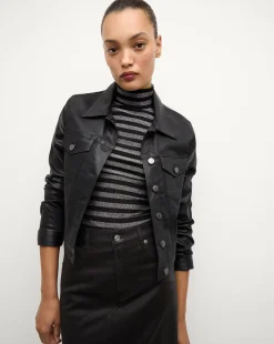 Cara Jacket Coated in Black High Gloss>Veronica Beard Sale