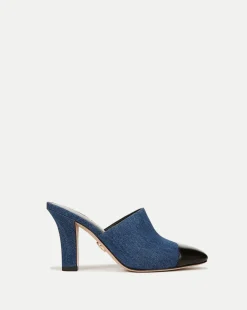 Carlotta Denim Mixed-Media Heel in>Veronica Beard