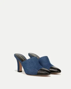Carlotta Denim Mixed-Media Heel in>Veronica Beard