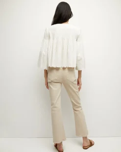 Carolina Khaki High-Rise Crop-Flare Jean><noscript><img width=