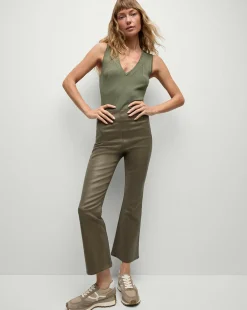 Carson Coated Off-Duty Kick-Flare Jean in Army High Gloss><noscript><img width=