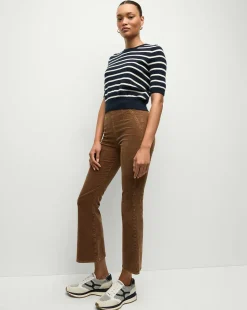 Carson Corduroy Kick-Flare Jeans in Brown><noscript><img width=