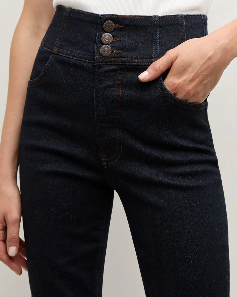 Carson Corset Waist Kick-Flare Jean in Indigo Rinse>Veronica Beard Best