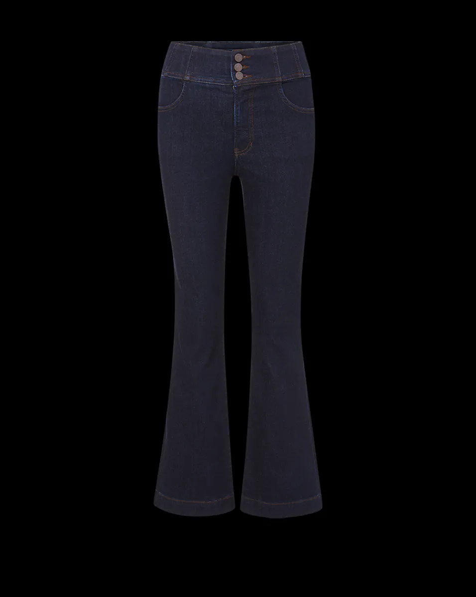 Carson Corset Waist Kick-Flare Jean in Indigo Rinse>Veronica Beard Best