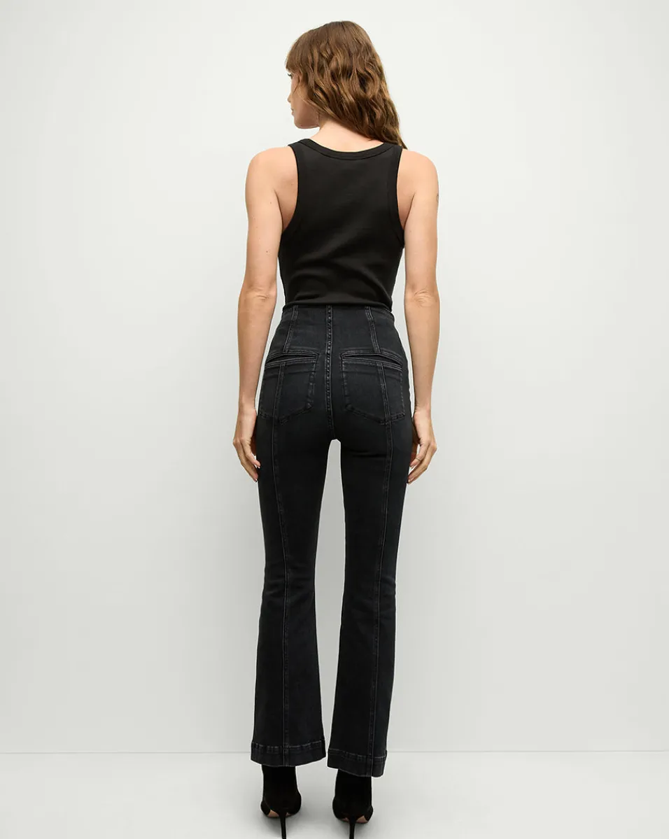 Carson Kick-Flare Jean in Washed Black Denim>Veronica Beard Discount