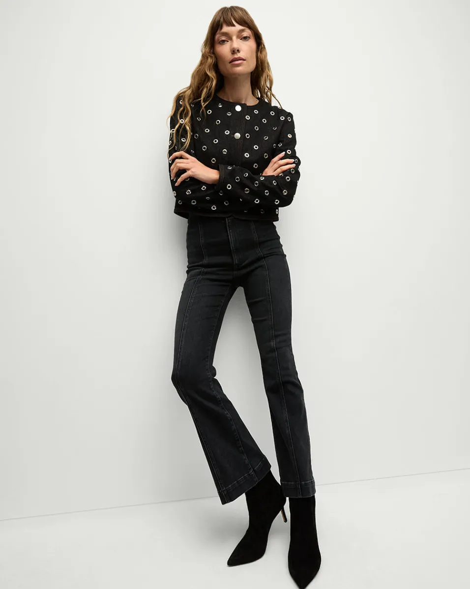 Carson Kick-Flare Jean in Washed Black Denim>Veronica Beard Discount