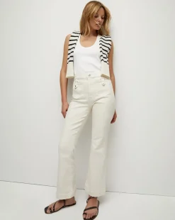 Carson Patch Pocket Kick-Flare Jean in Ecru>Veronica Beard Hot