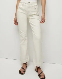 Carson Patch Pocket Kick-Flare Jean in Ecru>Veronica Beard Hot